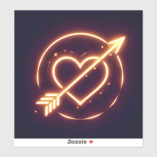 Adesivo glowing image of a heart with cupid's arrow