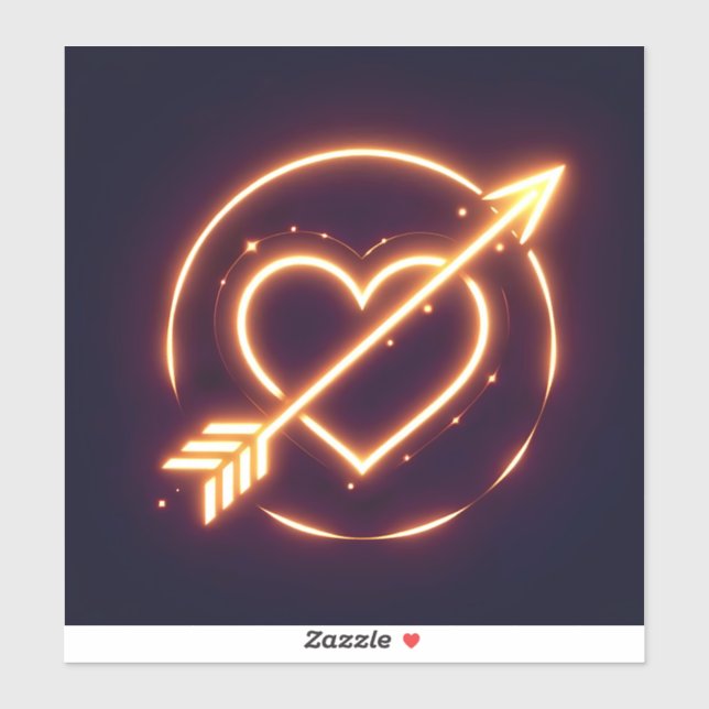 Adesivo glowing image of a heart with cupid's arrow (Folha)