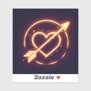 Adesivo glowing image of a heart with cupid's arrow