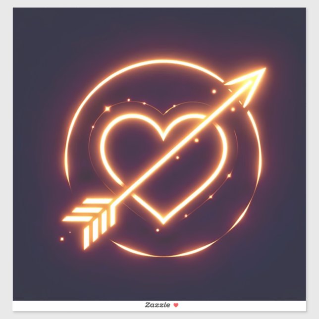 Adesivo glowing image of a heart with cupid's arrow (Folha)