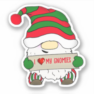 Adesivo Gnome Com Chapéu Verde e Branco Natal