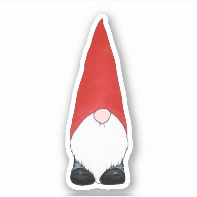 Adesivo Gnome com chapéu vermelho alto (Frente)