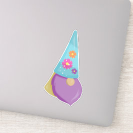 Adesivo Gnomo Bonito, Gnomo Pequeno, Gnomo Jardim, Flores