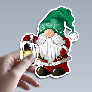Adesivo Gnomo de Natal bonito com caráter de Lanterna Bril