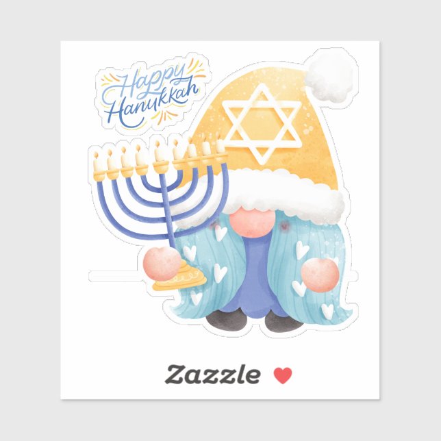Adesivo Gnomo feliz do hanukkah (Folha)