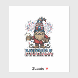 Adesivo Gnomo Patriótico Cerveja Murica Camisa Vintage Des