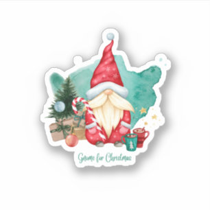 Adesivo Gnomo Verde Verde Vermelho Cód Aquarela Feliz Nata