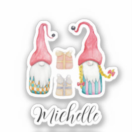 Adesivo Gnomos de presentes para Natais vintages bonitos