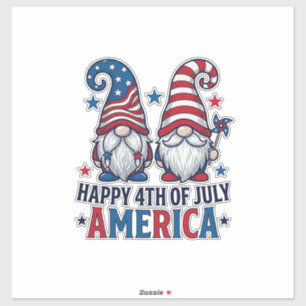 Adesivo Gnomos Patrióticos Feliz 4 de Julho Camisa América