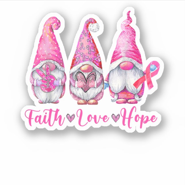 Adesivo Gnomos Pink Warrior Faith Hope ama Cancer (Frente)