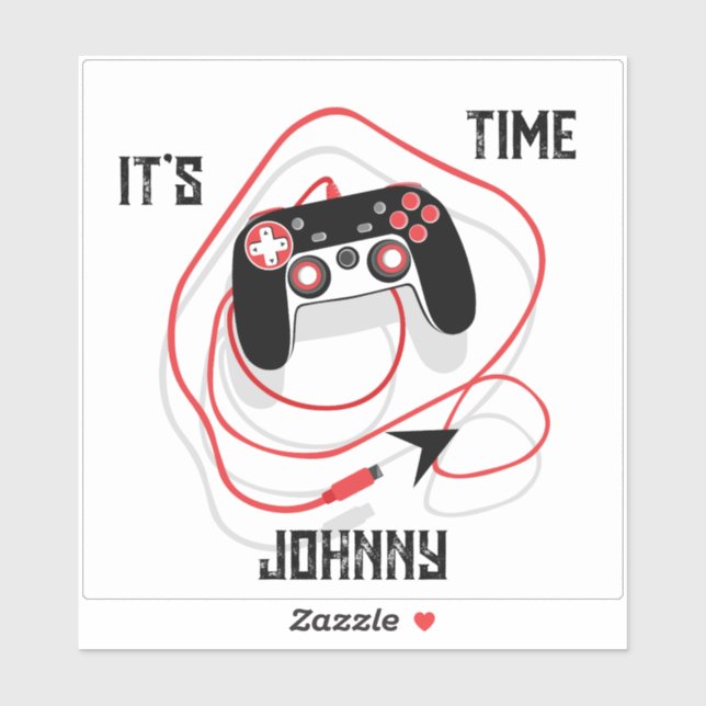 Adesivo Go Play Video Game Gamer Joystick Red Black White. (Folha)