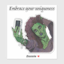 Goblin Girl Phone Selfie Fantasy Art Sticker