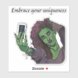 Adesivo Goblin Girl Phone Selfie Fantasy Art Sticker