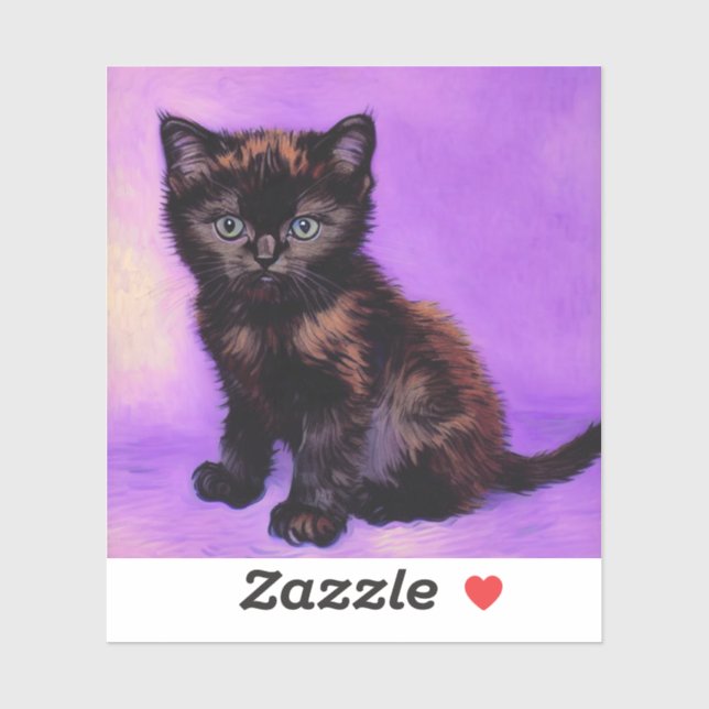 Adesivo Gogh Style Purple Cat (Folha)