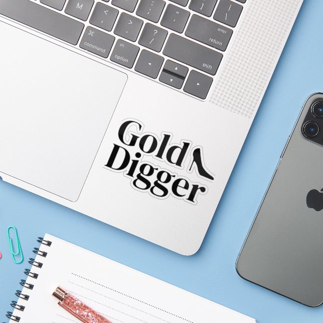 Adesivo Gold Digger funny custom vinyl sticker (Notebook com iPhone)