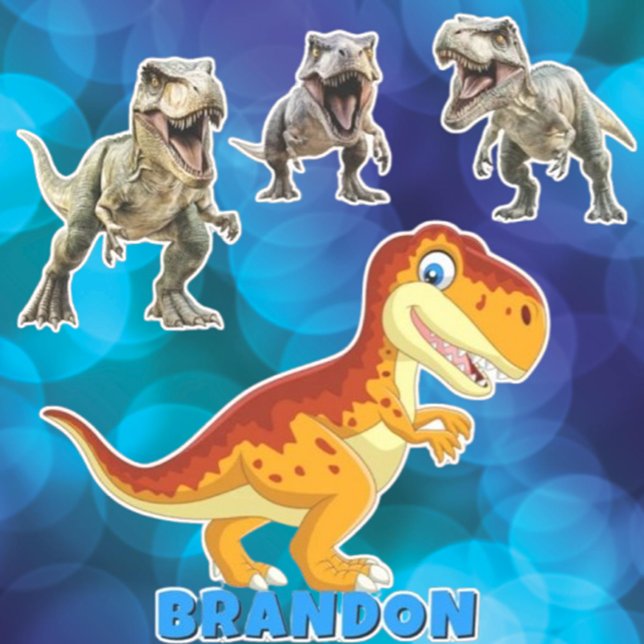 Adesivo  Gold Dinosaur Personalized Name (Create a unique touch with our Gold Dinosaur Personalized Name Sticker. )