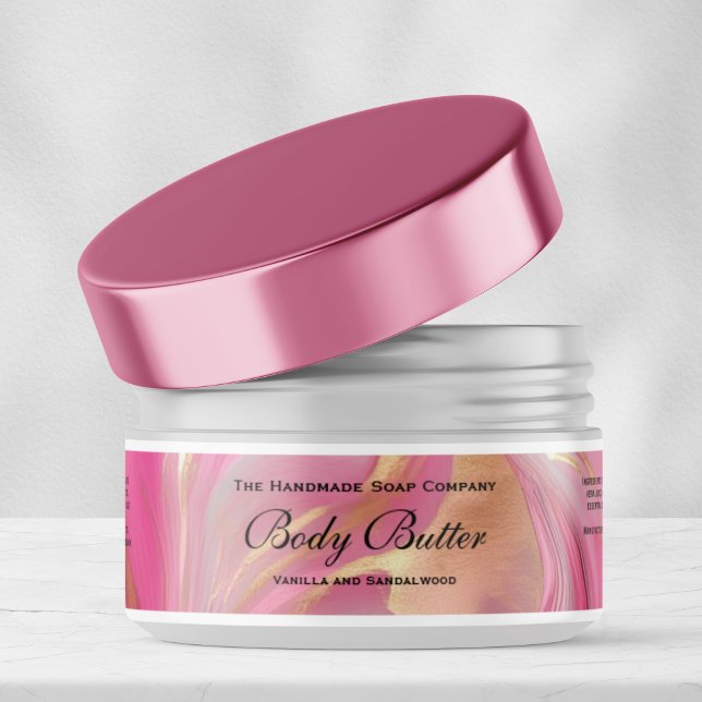 Adesivo Gold Foil and Pink Body Butter Jar Label 1 x 7 (Criador carregado)