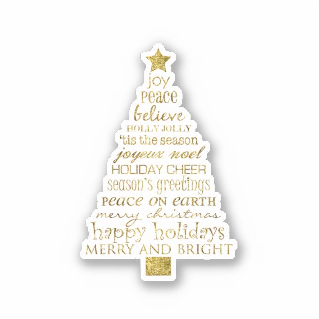 Adesivo Gold Inspirational Christmas Tree Peace Joy (Frente)