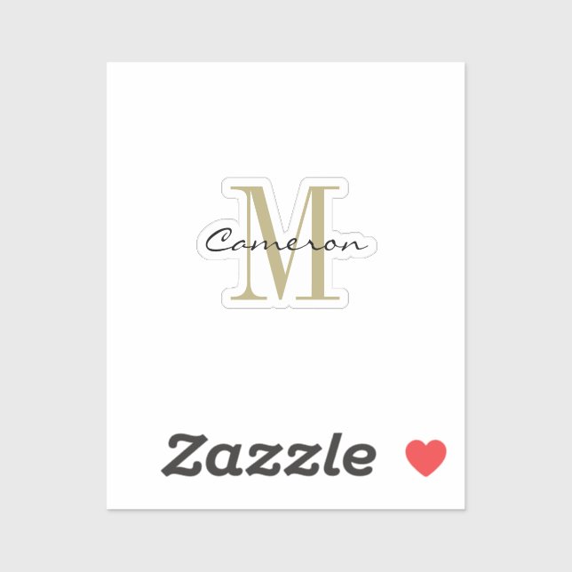Adesivo Gold Monogram Initial and Name Personalized