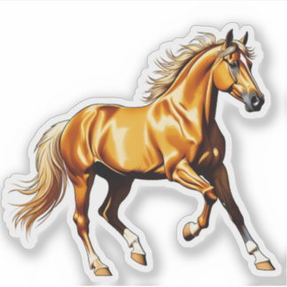 Adesivo Golden Galloping Horse Sticker Illustration