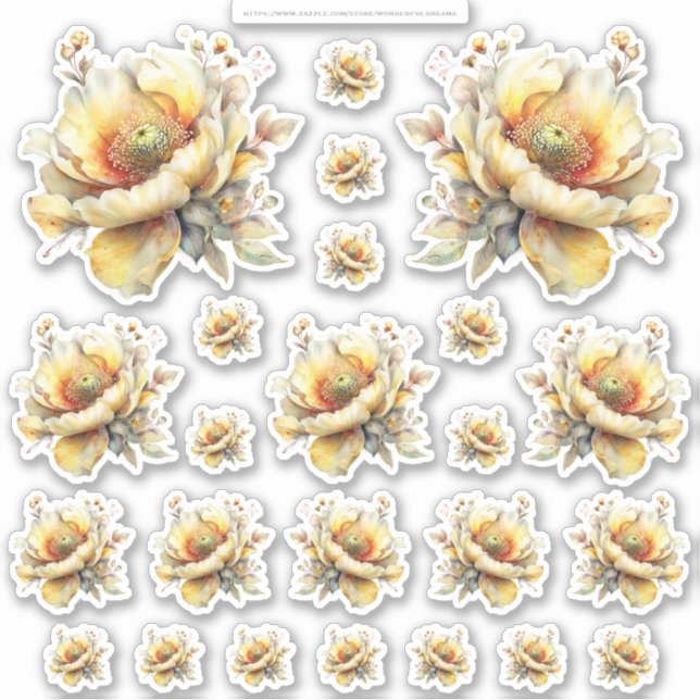 Adesivo Golden Honey Fairy World – 2a - 24 Flowers Sheet (Frente)