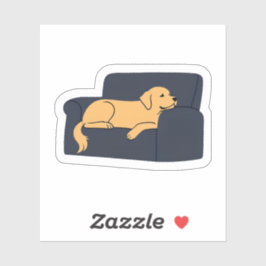 Adesivo Golden Retriever Deitado no Sofá | Desenho Fofo