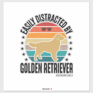 Adesivo Golden Retriever Facilmente Distraído Vintage Dese
