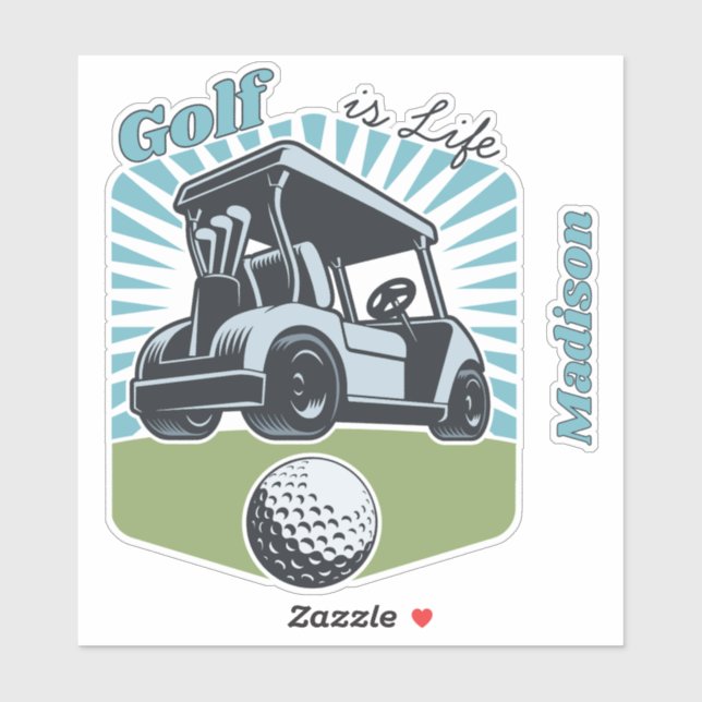 Adesivo Golf de Nome Personalizado é Vida (Folha)