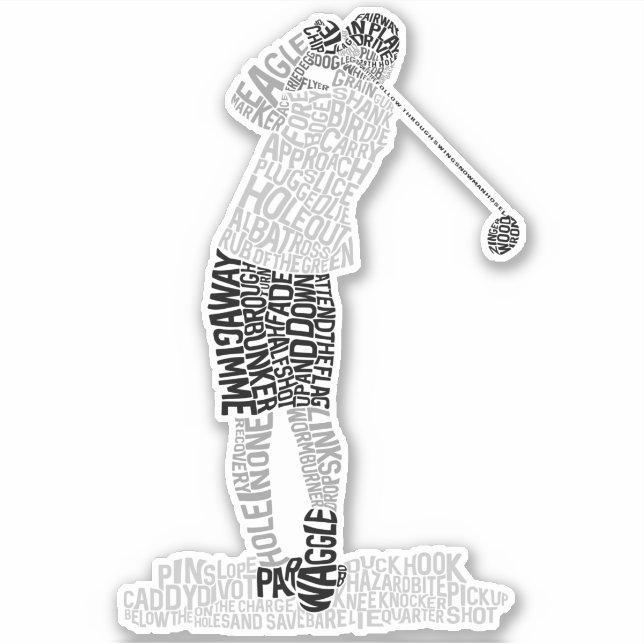Adesivo Golf Golfing Word Art (Frente)