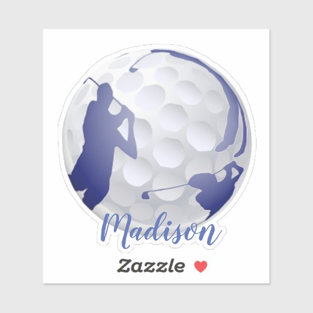 Adesivo Golfer Golf Ball Golfing Esporte Nome Personalizad (Folha)