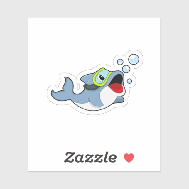 Adesivo Golfinho ao mergulho com bolhas de água.PNG (Folha)