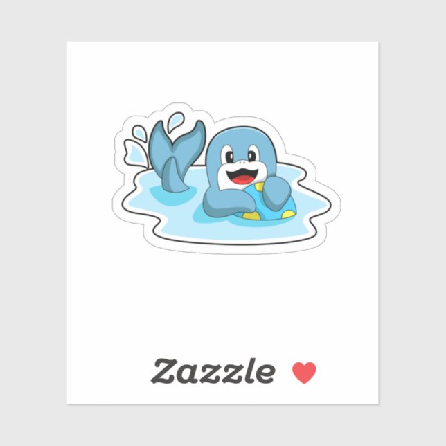 Adesivo Golfinho com polo aquático (Folha)