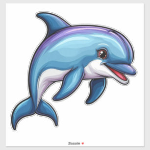 Adesivo Golfinho de Desenho Animado Sorridente