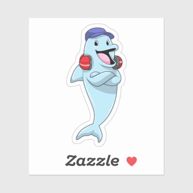 Adesivo Golfinho em Ouça música (Folha)