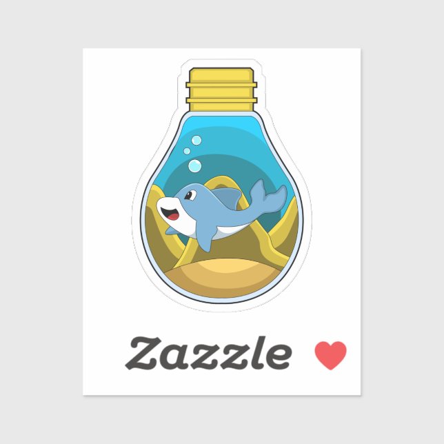 Adesivo Golfinho nadando no aquário (Folha)