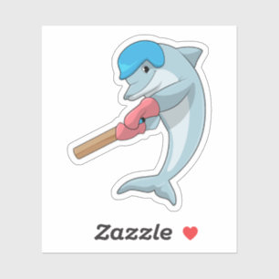 Adesivo Golfinho no Cricket com morcego de críquete