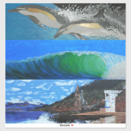 Adesivo Golfinhos, ondas, Praia Victoria então torre Lagun