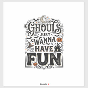 Adesivo Golos só Querem se Divertir no Halloween Vetor Des