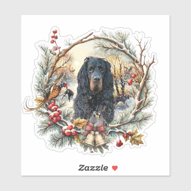 Adesivo Gordon Setter Christmas Joy – Seasonal Dog Art (Folha)