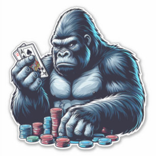 Adesivo gorilla ape jogando cartas jogando pôquer casino