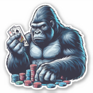 Adesivo gorilla ape jogando cartas jogando pôquer casino