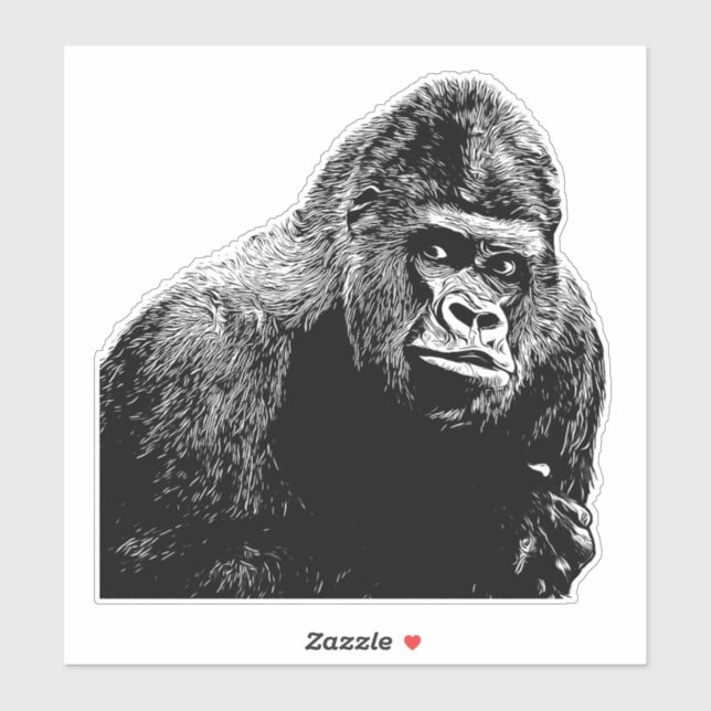 Adesivo Gorilla Monkey Illustration Selgle safari (Folha)