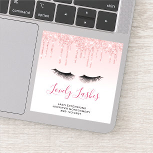 Adesivo Gotas de Brilho Rosa Moderno e Biz de Olhos Pretos