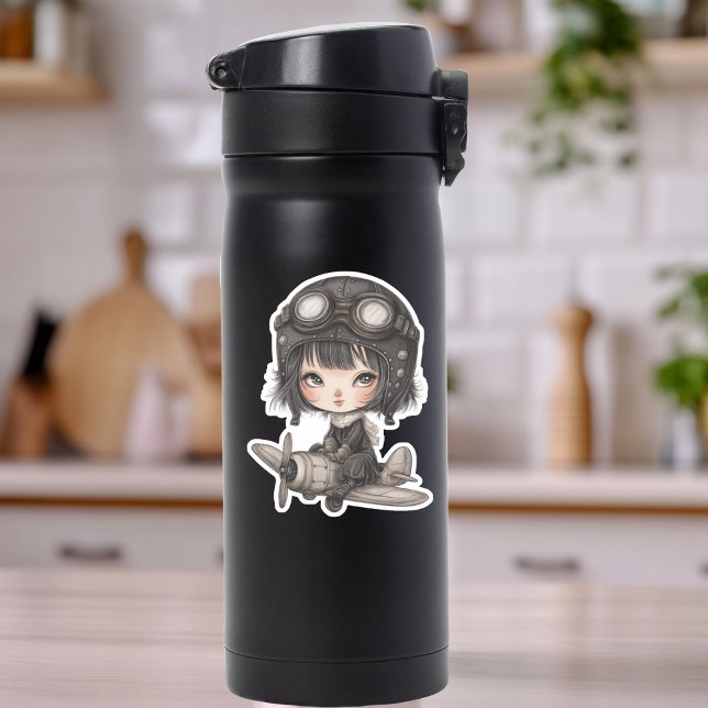 Adesivo Gothic Girl Pilot flying Airplane Cute Anime (Criador carregado)