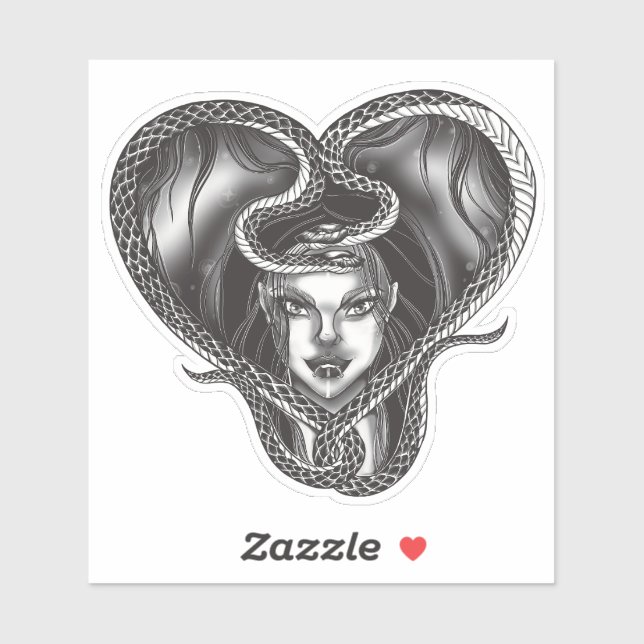 Adesivo Gothic Medusa Heart Snake Sticker Sheet (Folha)