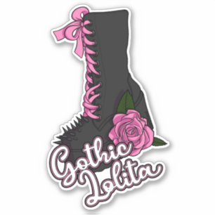 Adesivo Gótica Lolita Slogan Rosa Rosa Boot Vinil Sticker