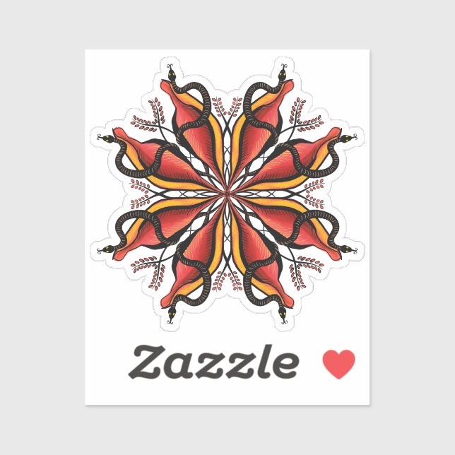 Adesivo Gótico Cobra Estilo de Tatuagem da Flor (Folha)