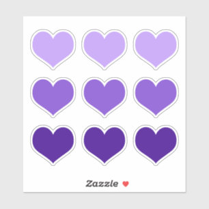 Adesivo Gótico Roxo Lilac Indigo Love Hearts Conjunto de 9