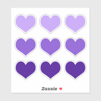 Adesivo Gótico Roxo Lilac Indigo Love Hearts Conjunto de 9