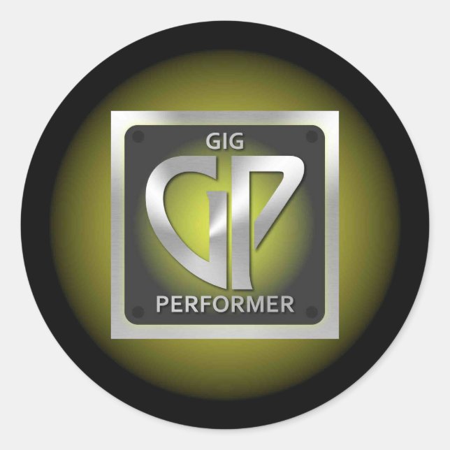 Adesivo GP redondo com logotipo amarelo (Frente)